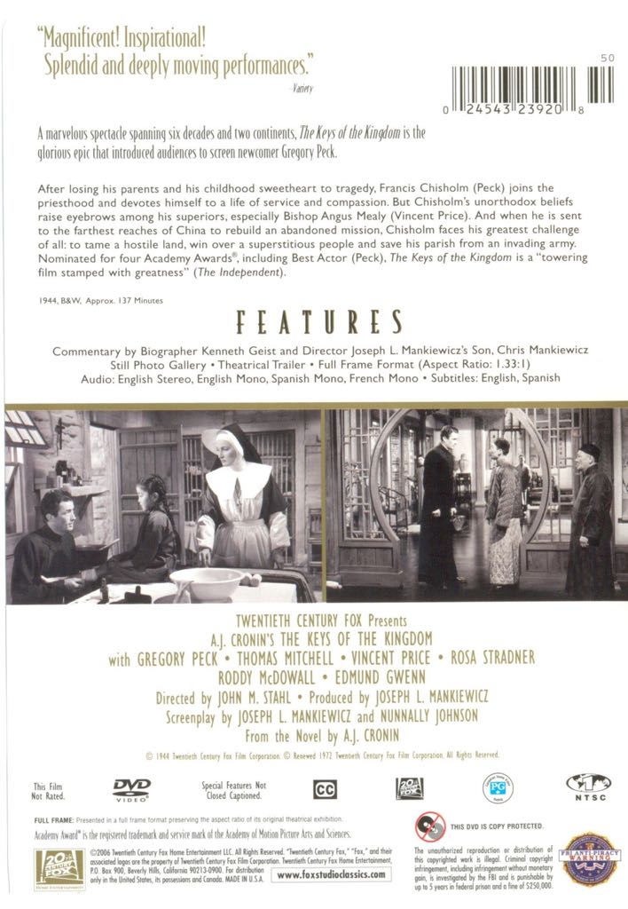 Keys of the Kingdom (the) Digital Copy movie collectible [Barcode 024543239215] - Main Image 2