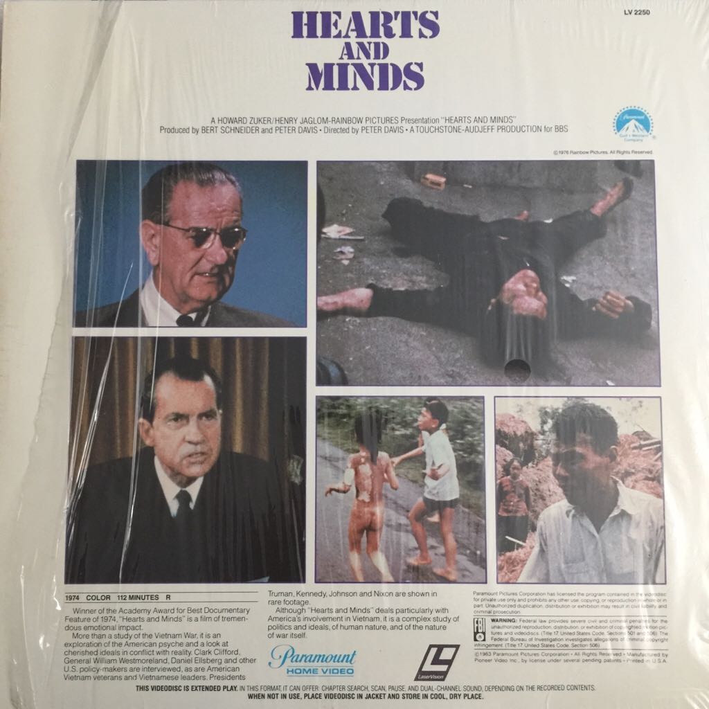 Hearts and Minds Laser Disc movie collectible [Barcode 10378380] - Main Image 2