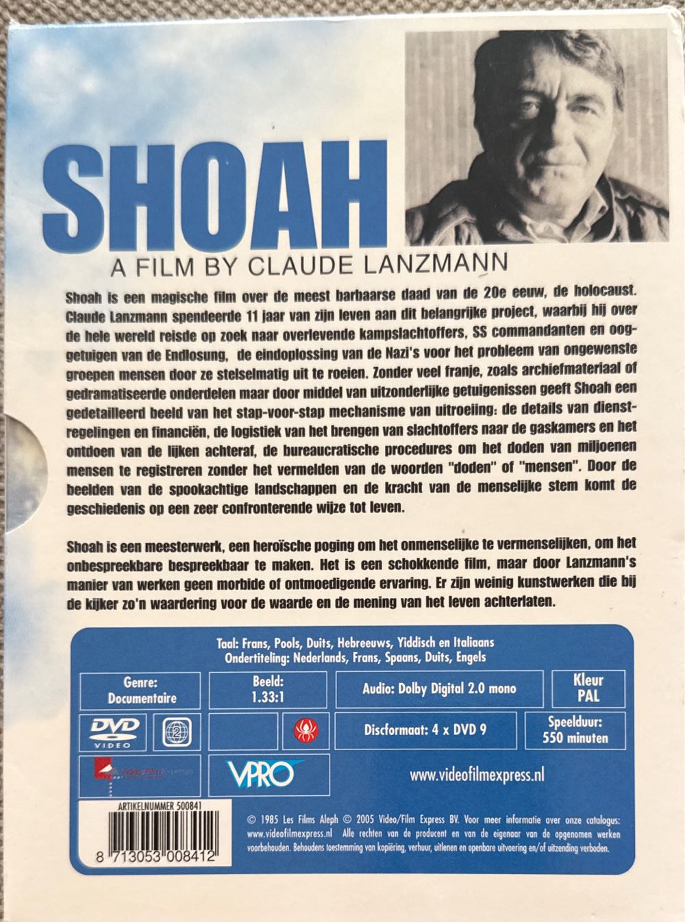 Shoah DVD movie collectible [Barcode 8713053008412] - Main Image 2