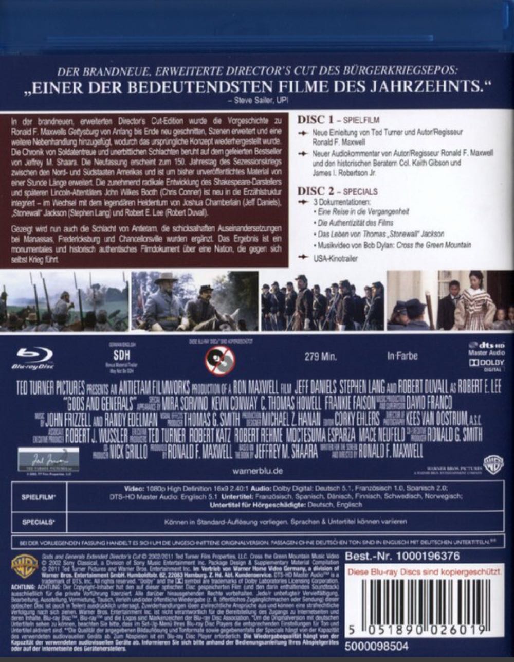 Gods and Generals Blu-ray movie collectible [Barcode 5051890026019] - Main Image 2