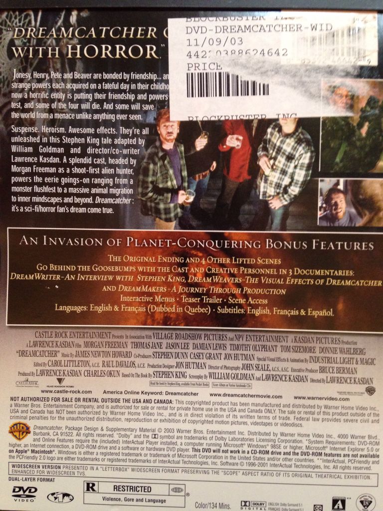 Dreamcatcher DVD movie collectible [Barcode 802761686994] - Main Image 2