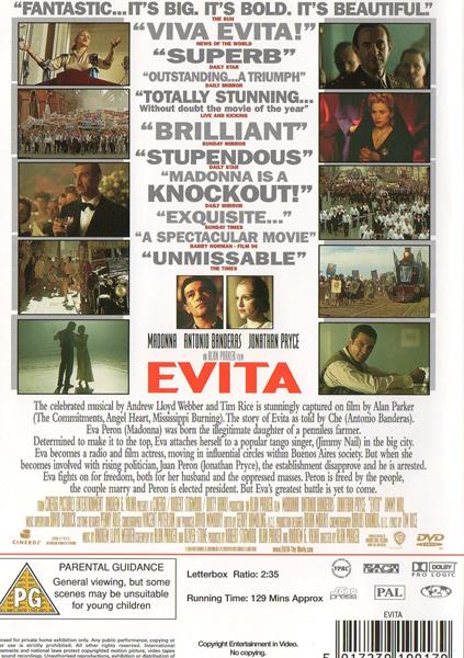 Evita DVD movie collectible [Barcode 5017239190179] - Main Image 2