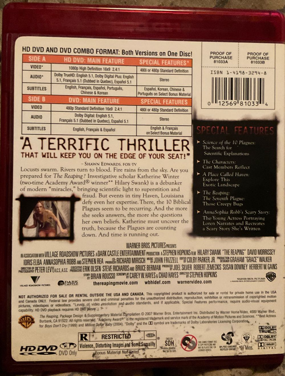 The Reaping HD DVD movie collectible [Barcode 012569810334] - Main Image 2