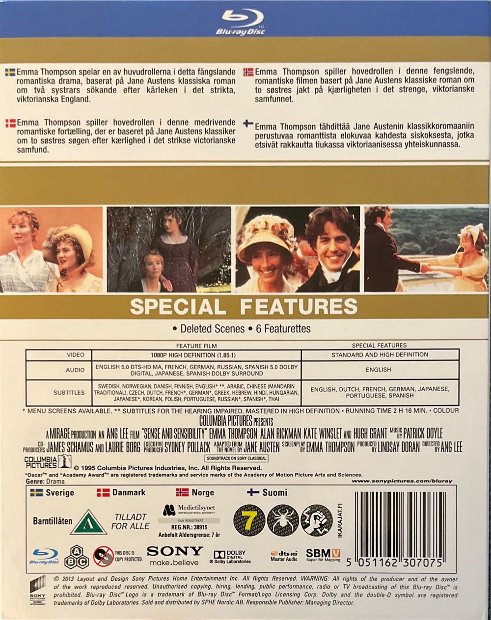 Sense and Sensibility Blu-ray movie collectible [Barcode 5051162307075] - Main Image 2