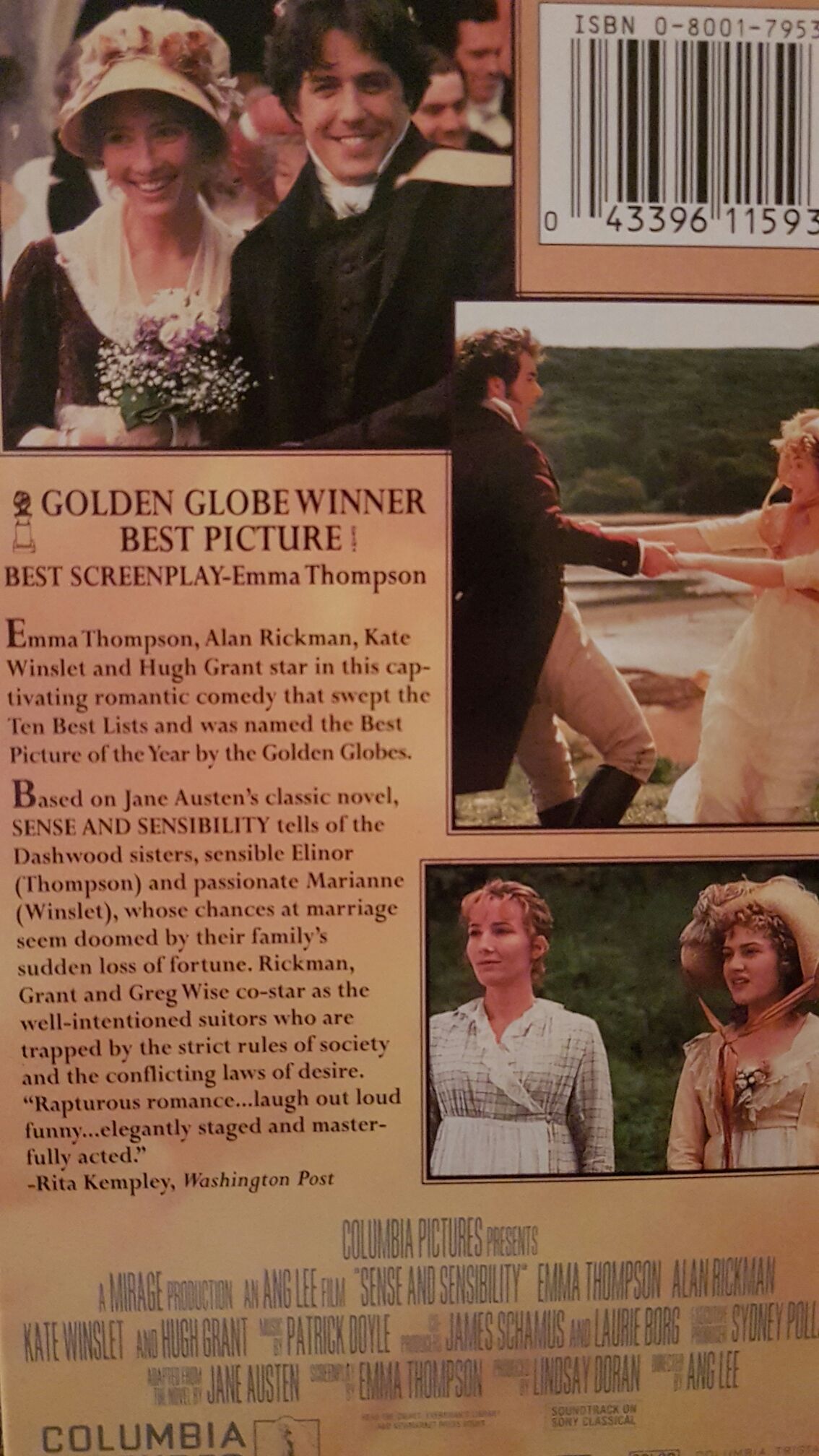 Sense and Sensibility VHS movie collectible [Barcode 9317731450969] - Main Image 2