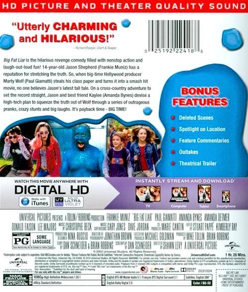 Big Fat Liar Blu-ray movie collectible [Barcode 025192224188] - Main Image 2