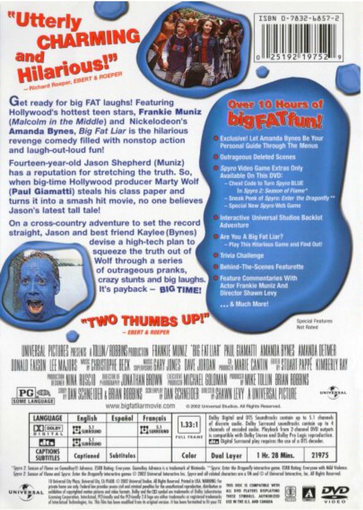Big Fat Liar DVD movie collectible [Barcode 3259190337893] - Main Image 2