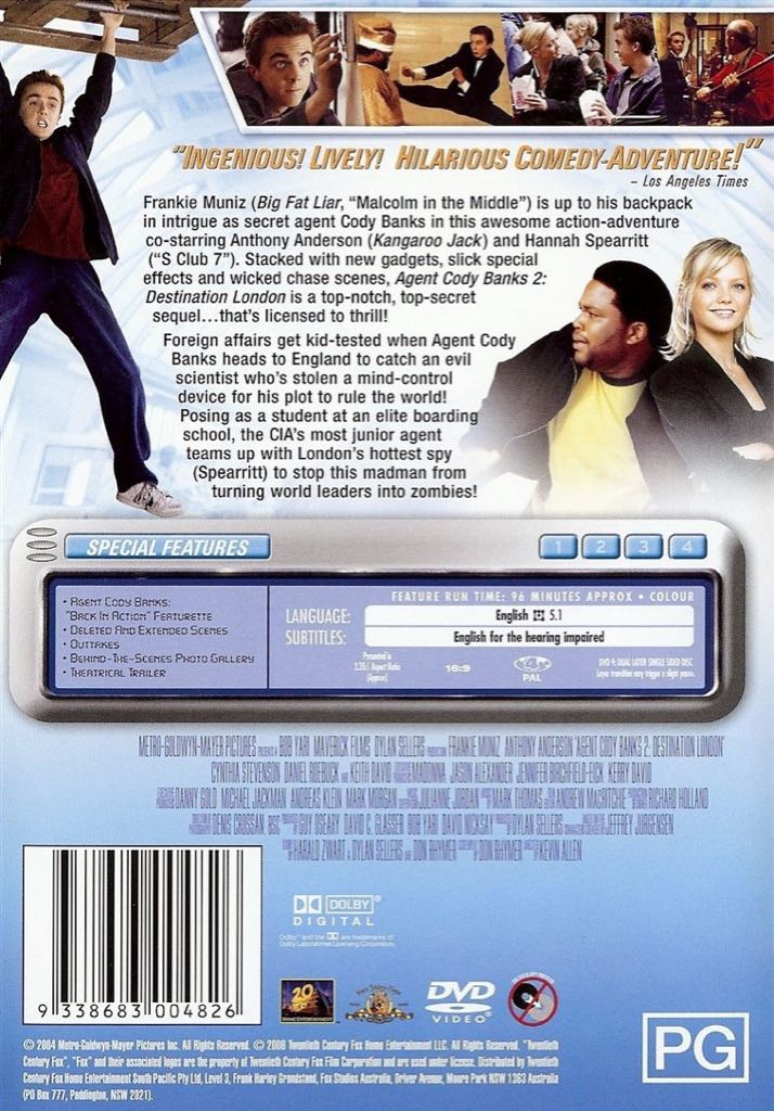 Agent Cody Banks 2 DVD movie collectible [Barcode 9338683004826] - Main Image 2