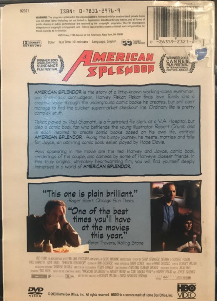American Splendor — [DVD] Digital Copy movie collectible [Barcode 026359232121] - Main Image 2