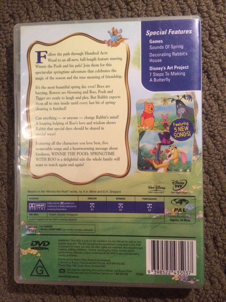 Winnie the Pooh: Springtime With Roo DVD movie collectible [Barcode 9398522435037] - Main Image 2