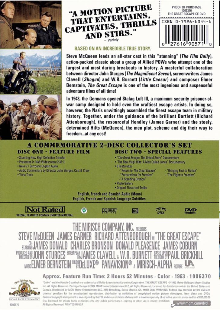 The Great Escape DVD movie collectible [Barcode 9780792838401] - Main Image 2