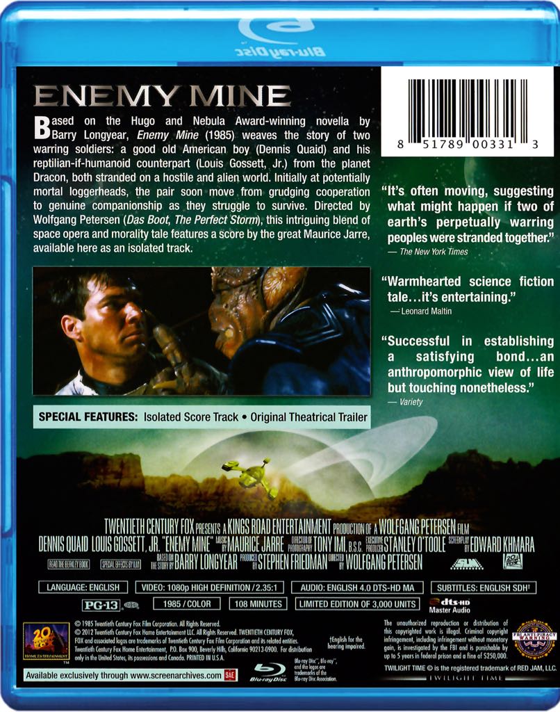 Enemy Mine (digital) Digital Copy movie collectible [Barcode 851789003313] - Main Image 2