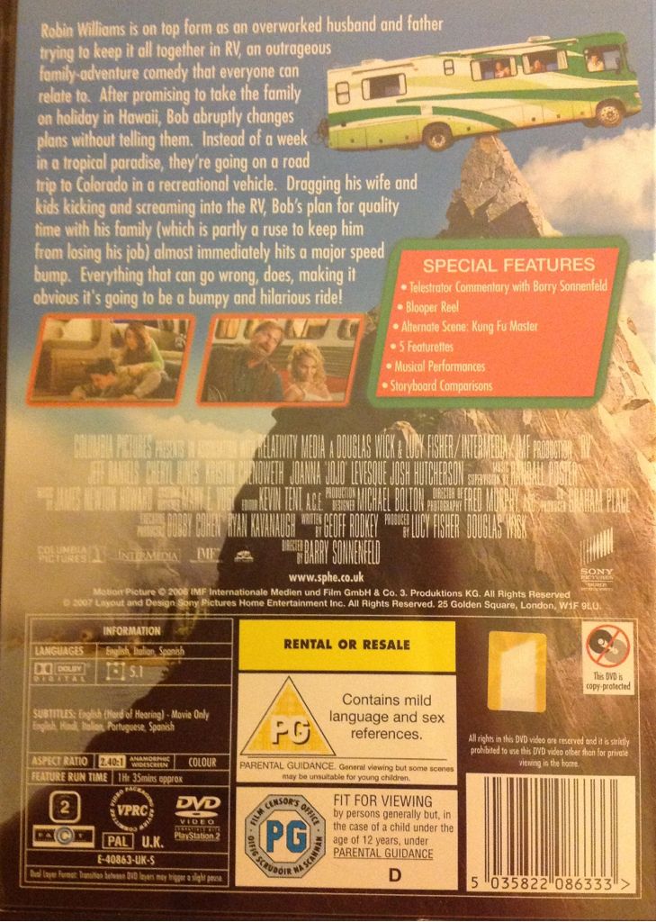 RV DVD movie collectible [Barcode 5035822086333] - Main Image 2