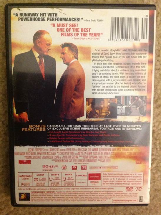 Runaway Jury. N16 DVD movie collectible [Barcode 024543100812] - Main Image 2