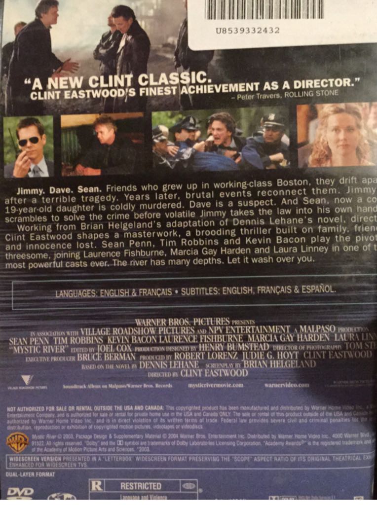 Mystic River DVD movie collectible [Barcode 085393324629] - Main Image 2