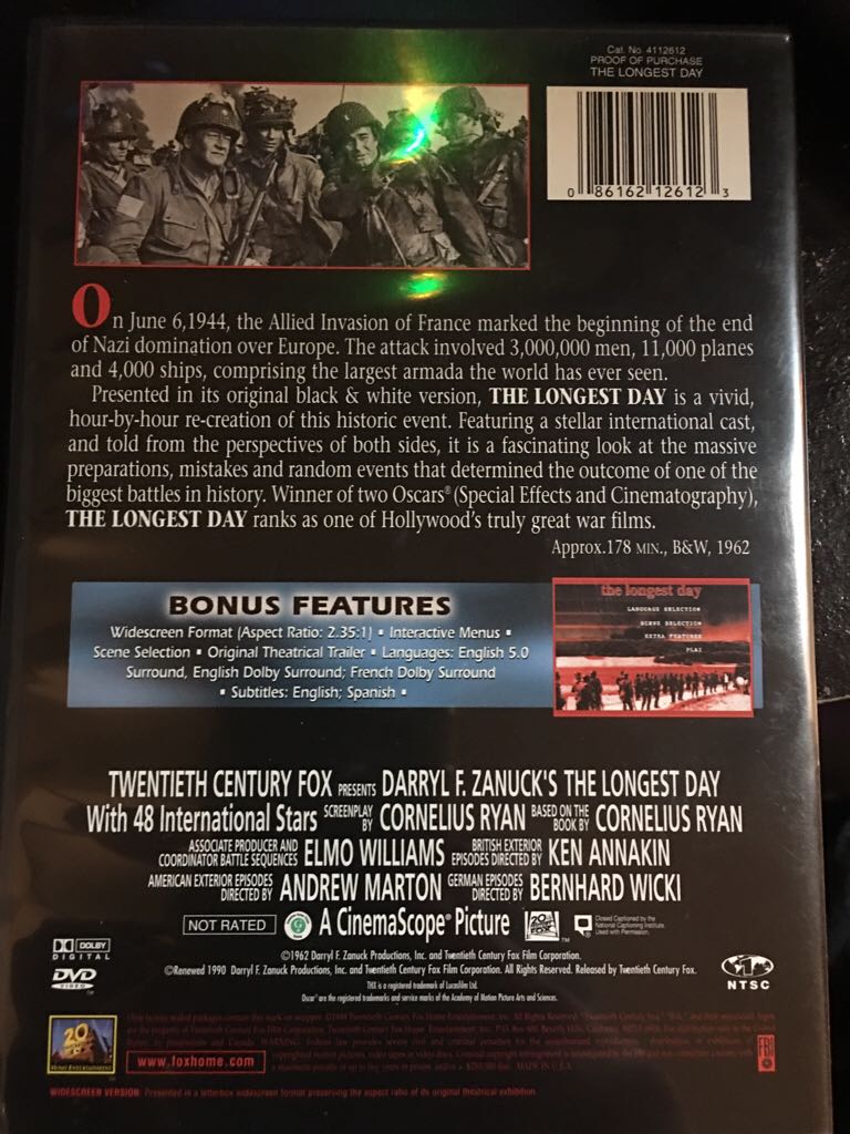 The Longest Day DVD movie collectible [Barcode 086162126123] - Main Image 2