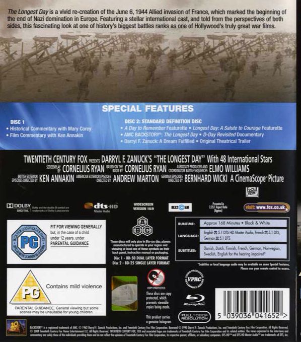The Longest Day Blu-ray movie collectible [Barcode 5039036041652] - Main Image 2