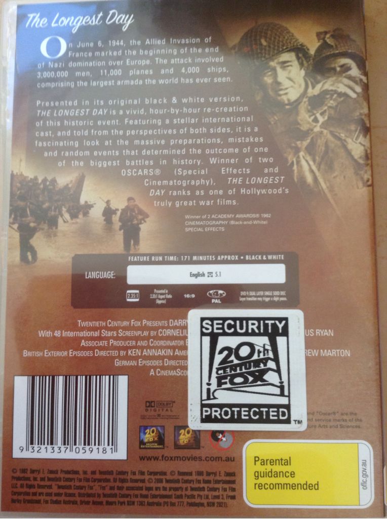 Longest Day, The DVD movie collectible [Barcode 9321337059181] - Main Image 2