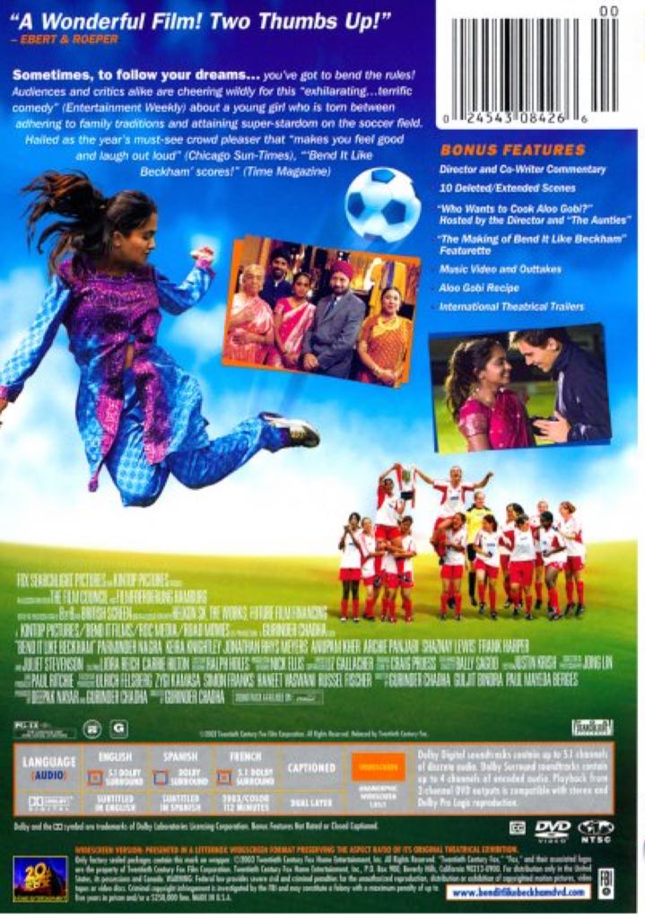 Bend It Like Beckham. DVD movie collectible [Barcode 024543084358] - Main Image 2