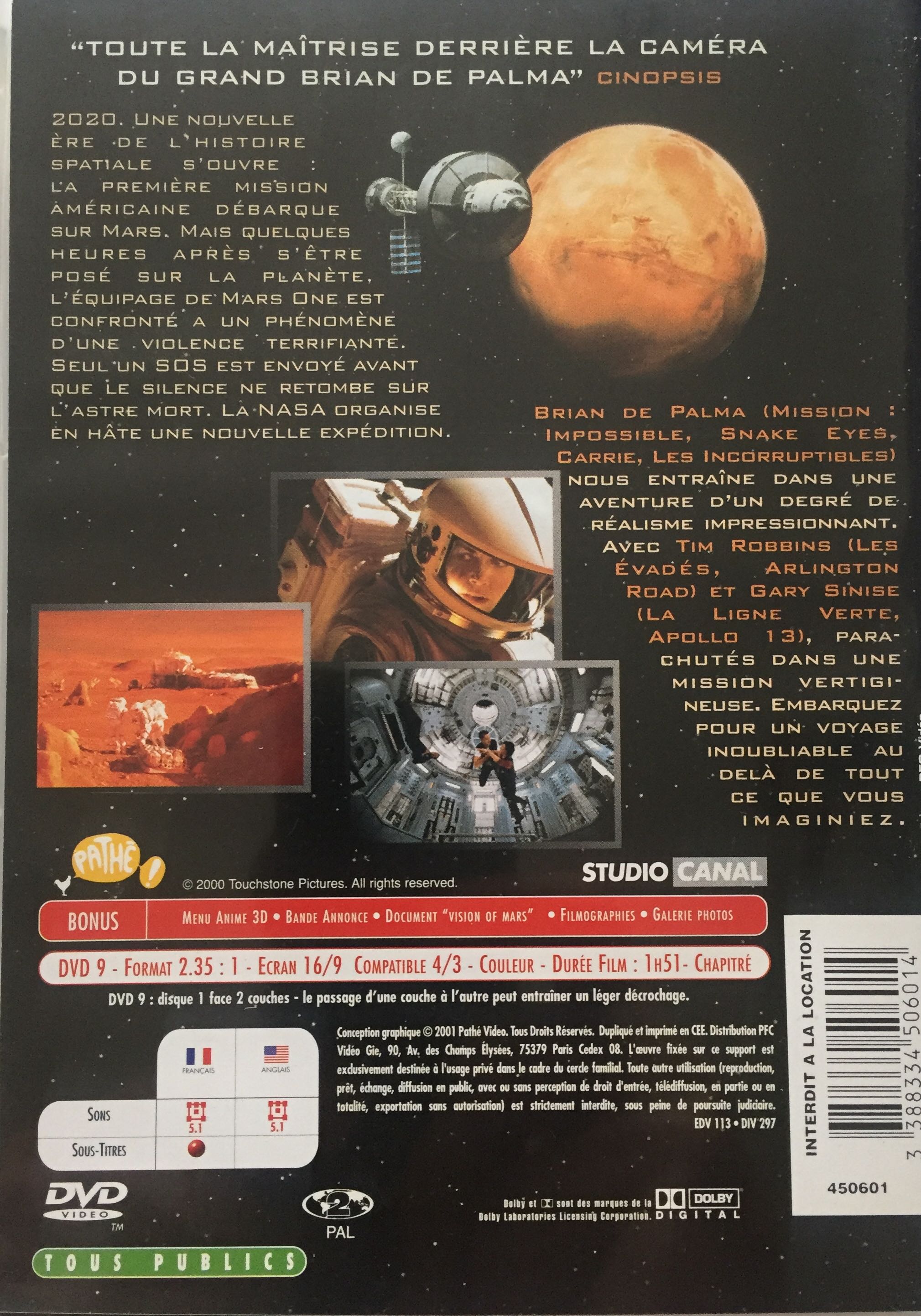 Mission to Mars DVD movie collectible [Barcode 3388334506014] - Main Image 2