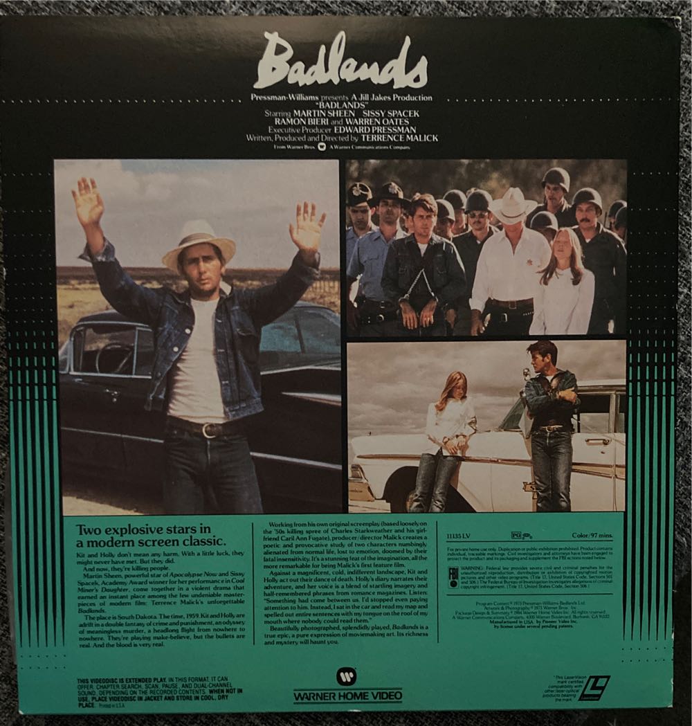 Badlands Laser Disc movie collectible [Barcode 8539160862] - Main Image 2