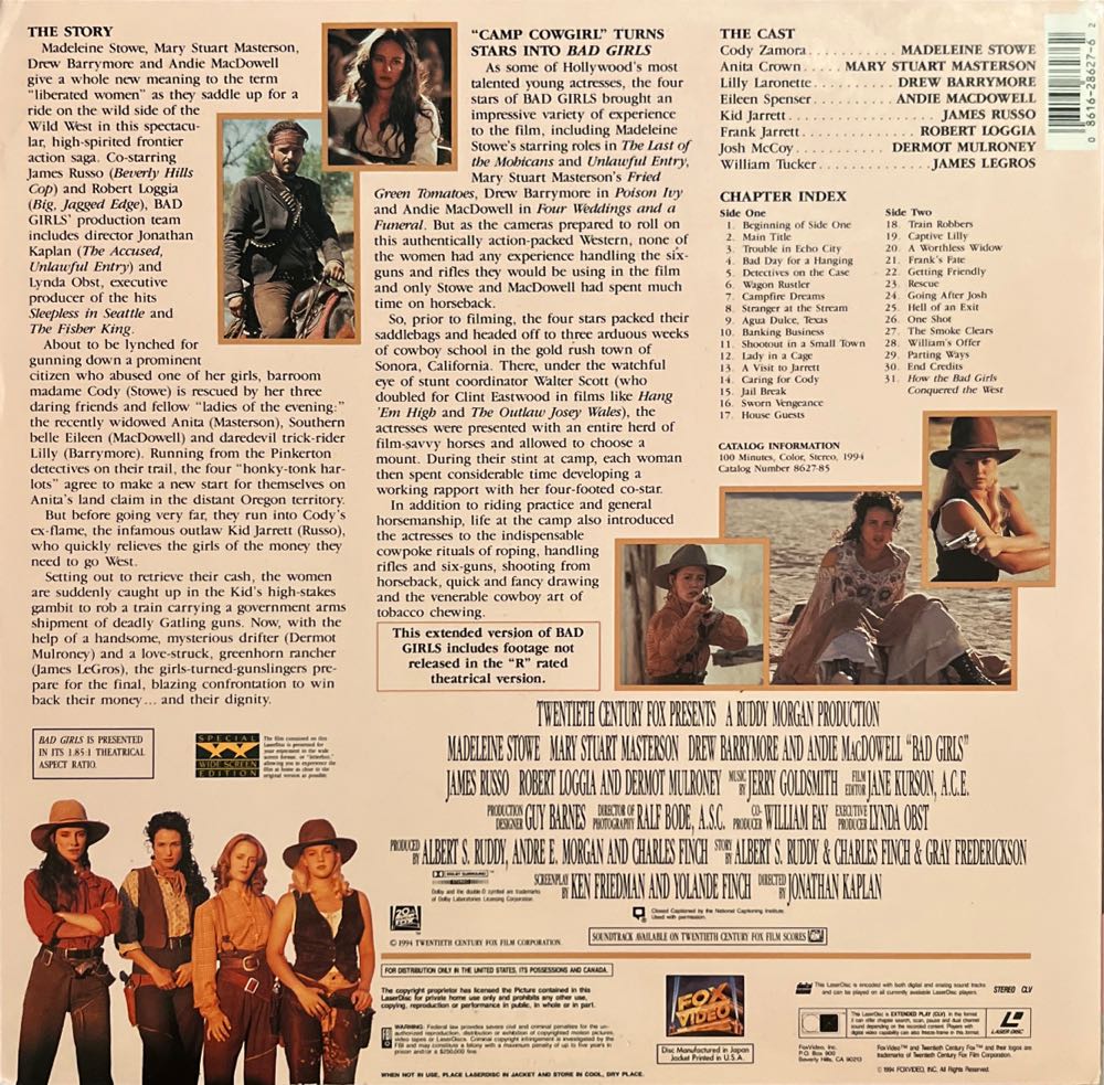Bad Girls Laser Disc movie collectible [Barcode 086162862762] - Main Image 2