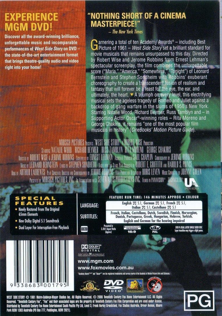 West Side Story DVD movie collectible [Barcode 027616069641] - Main Image 2