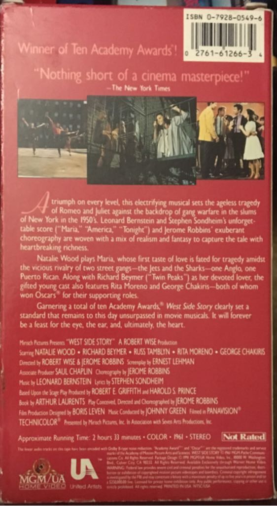 West Side Story VHS movie collectible [Barcode 027616126634] - Main Image 2