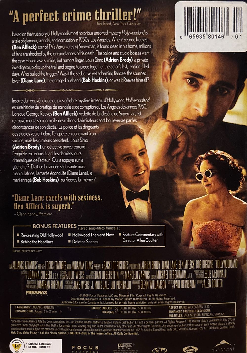 Hollywoodland DVD movie collectible [Barcode 065935801467] - Main Image 4