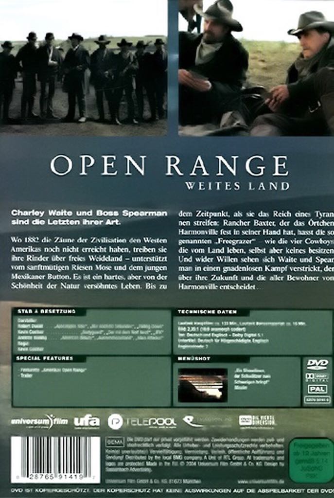 Open Range DVD movie collectible [Barcode 828765914192] - Main Image 2