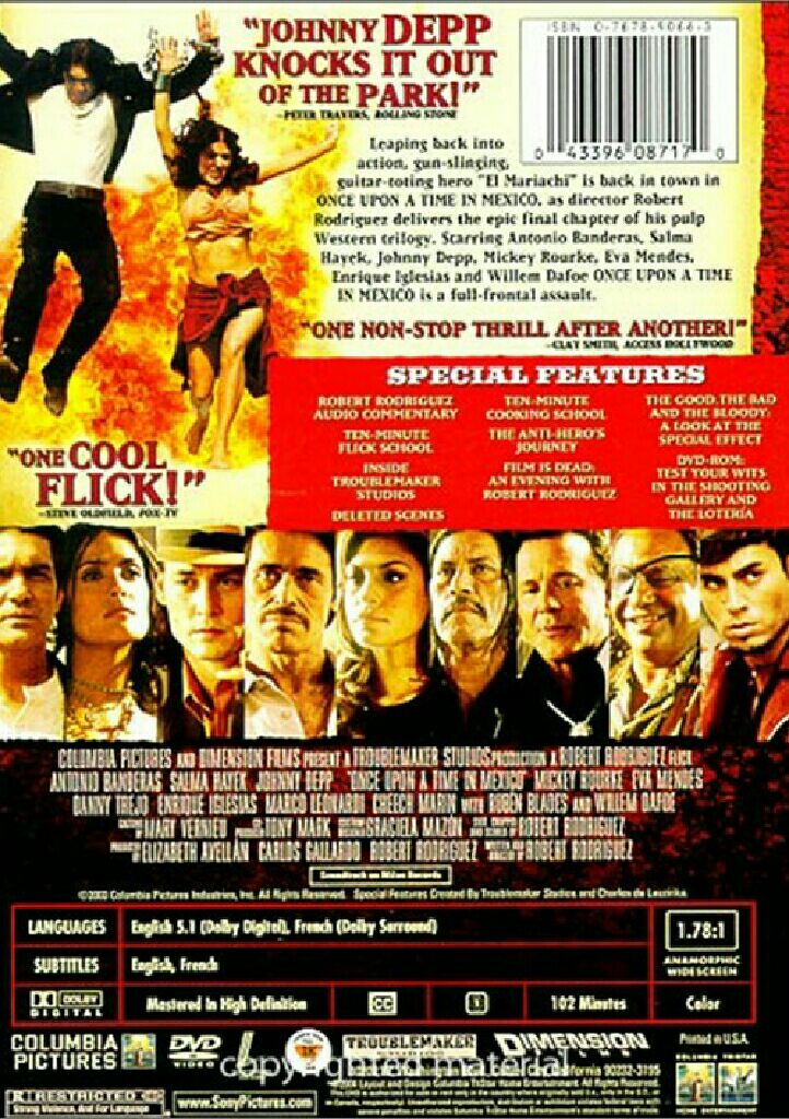 Once Upon a Time in Mexico (2003) DVD movie collectible [Barcode 011575087174] - Main Image 2