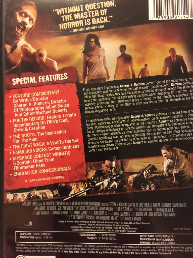 Diary of the Dead DVD movie collectible [Barcode 065935817147] - Main Image 2