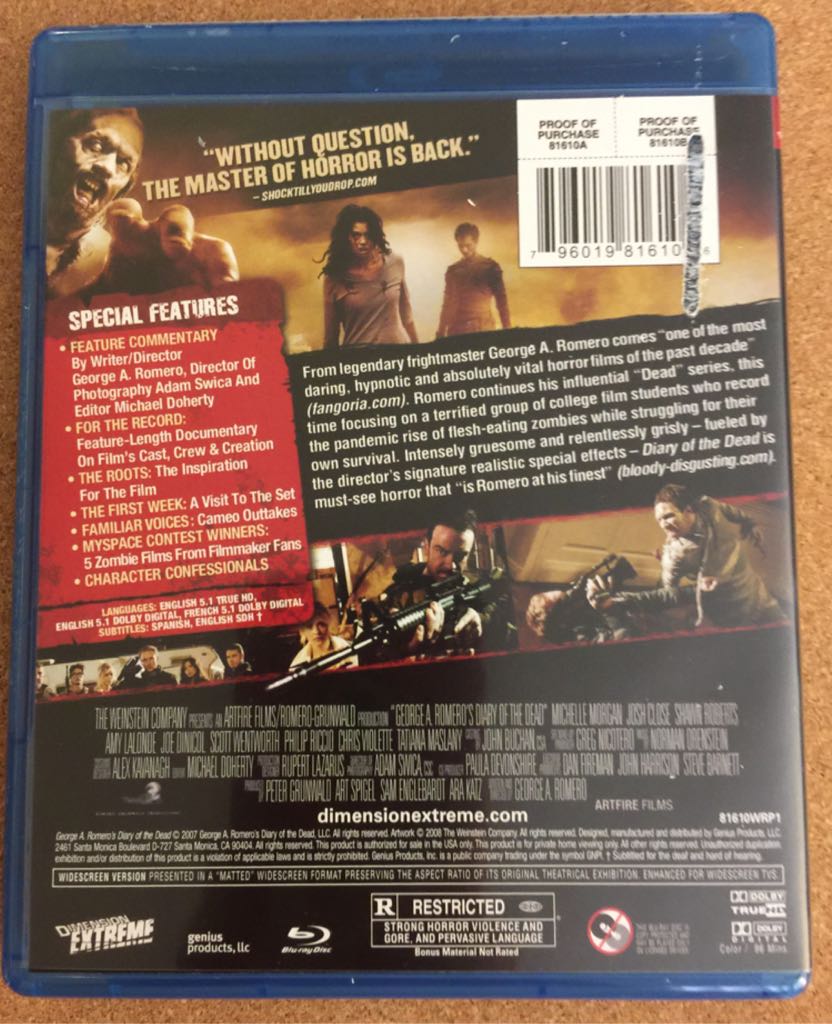Dimension Extreme: Diary of the Dead Blu-ray movie collectible [Barcode 79605281] - Main Image 2