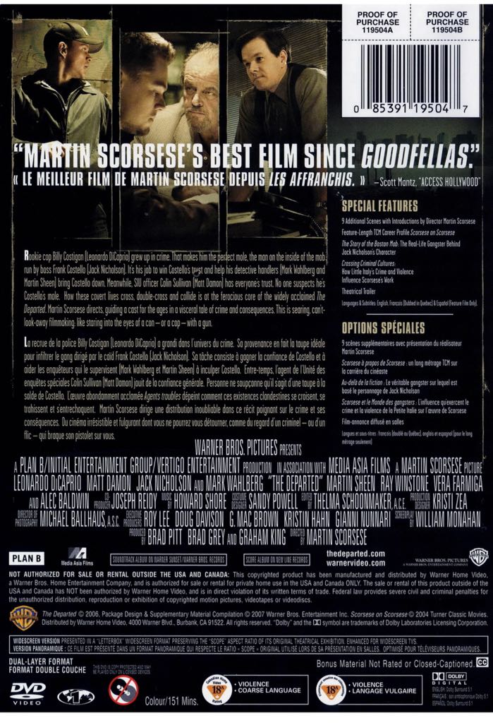 Departed, The (Steelbook Edition) DVD movie collectible [Barcode 085391195047] - Main Image 2