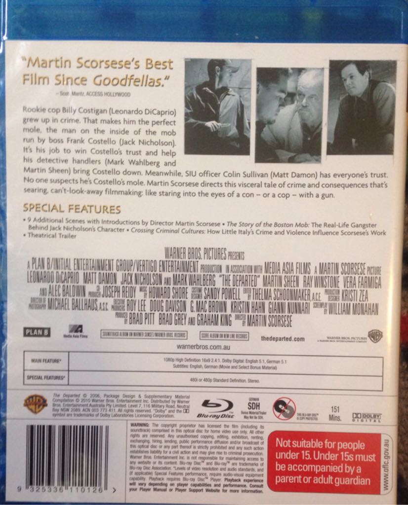 The Departed Blu-ray movie collectible [Barcode 9325336110126] - Main Image 2
