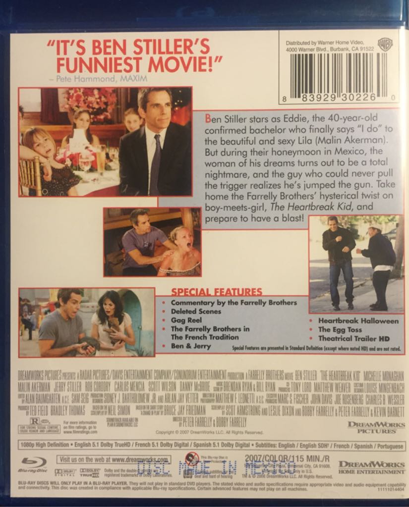 The Heartbreak Kid Blu-ray movie collectible [Barcode 883929302260] - Main Image 2
