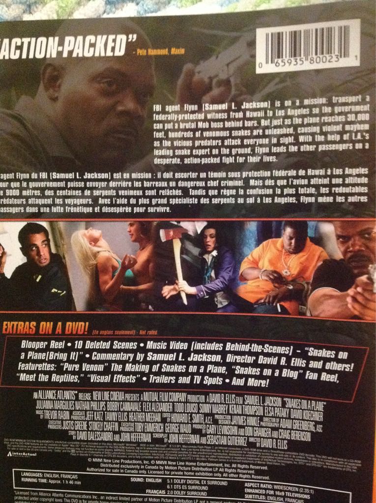 Snakes on a Plane DVD movie collectible [Barcode 065935800231] - Main Image 2