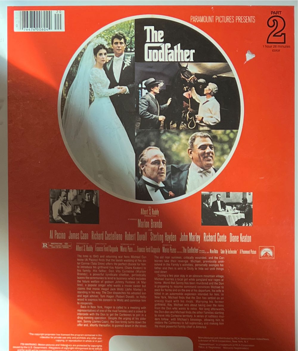 Godfather Disc 2, The CED movie collectible [Barcode 076476006044] - Main Image 2
