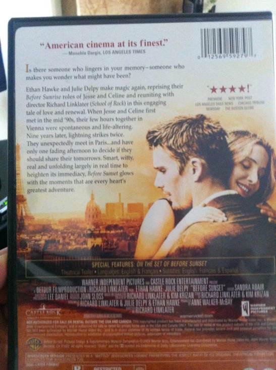 Before Sunset DVD movie collectible [Barcode 012569592797] - Main Image 2
