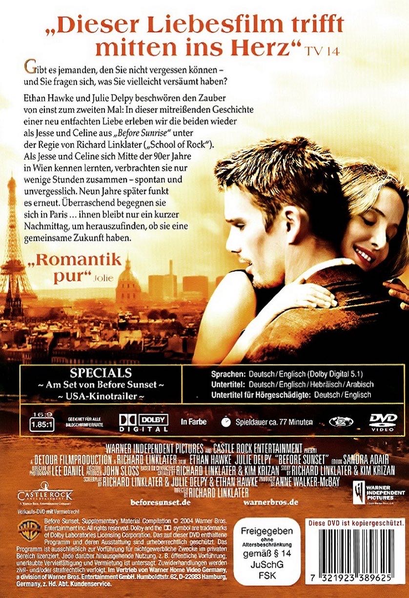 Before Sunset DVD movie collectible [Barcode 7321921389627] - Main Image 2