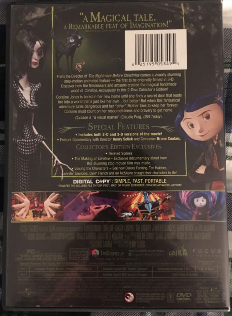 Coraline DVD movie collectible [Barcode 025195053495] - Main Image 2