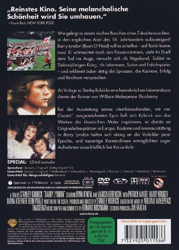 Barry Lyndon DVD movie collectible [Barcode 7321937211486] - Main Image 2