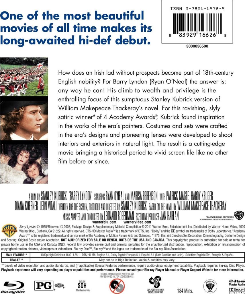 Barry Lyndon Blu-ray movie collectible [Barcode 883929166268] - Main Image 2