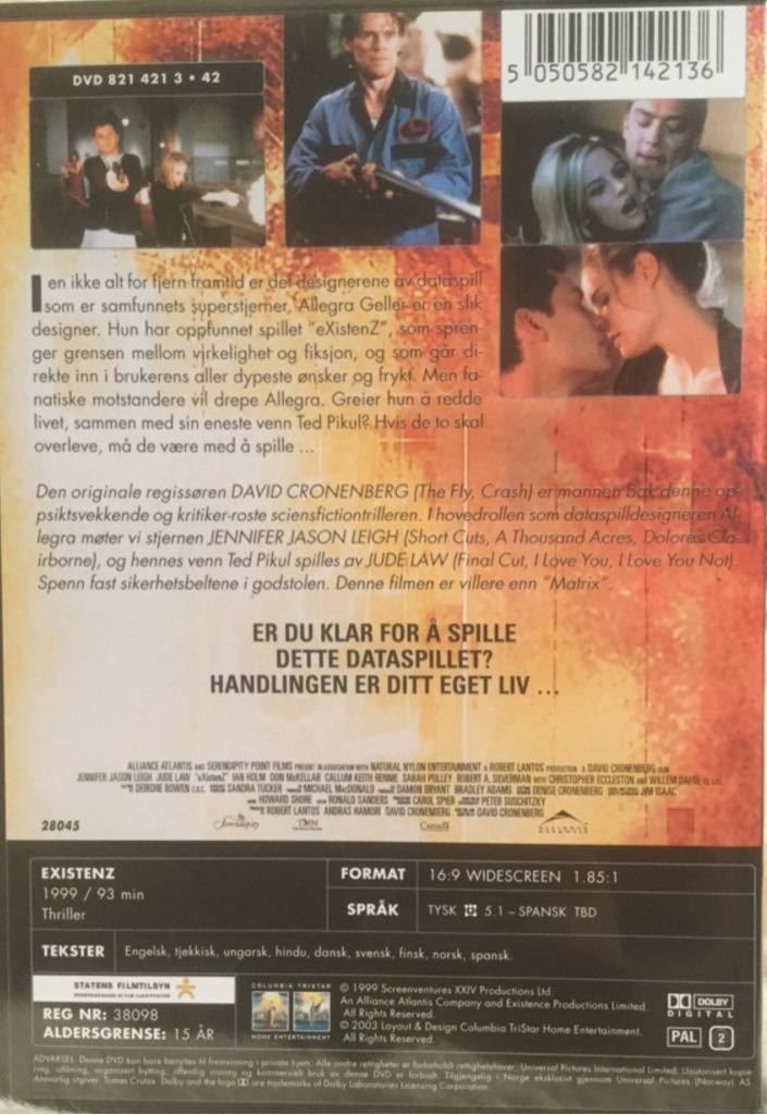 Existenz DVD movie collectible [Barcode 5050582142136] - Main Image 2