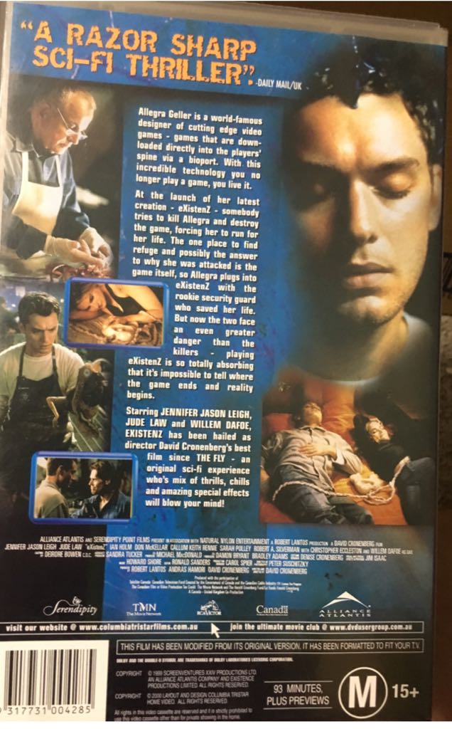 Existenz VHS movie collectible [Barcode 8017229011658] - Main Image 2