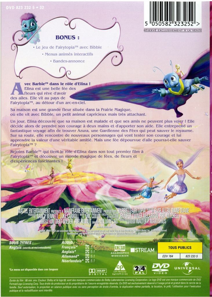 Barbie : Fairytopia 1 DVD movie collectible [Barcode 807581505708] - Main Image 2