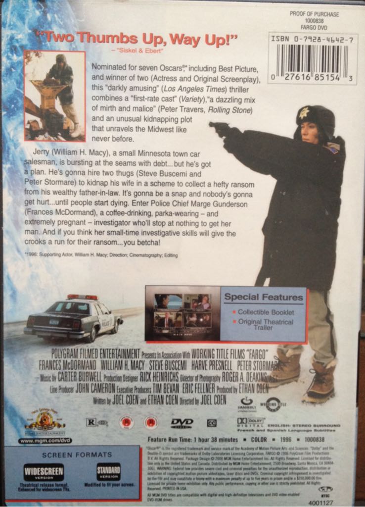 Fargo DVD movie collectible [Barcode 027616851543] - Main Image 2