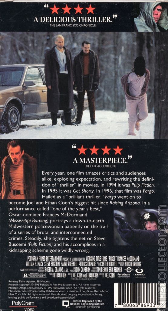 Fargo VHS movie collectible [Barcode 044004572330] - Main Image 2