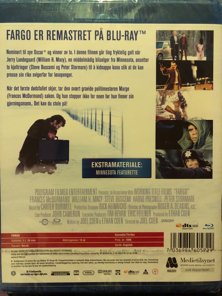 Fargo Norsk Text Blu-ray movie collectible [Barcode 7036984605729] - Main Image 2