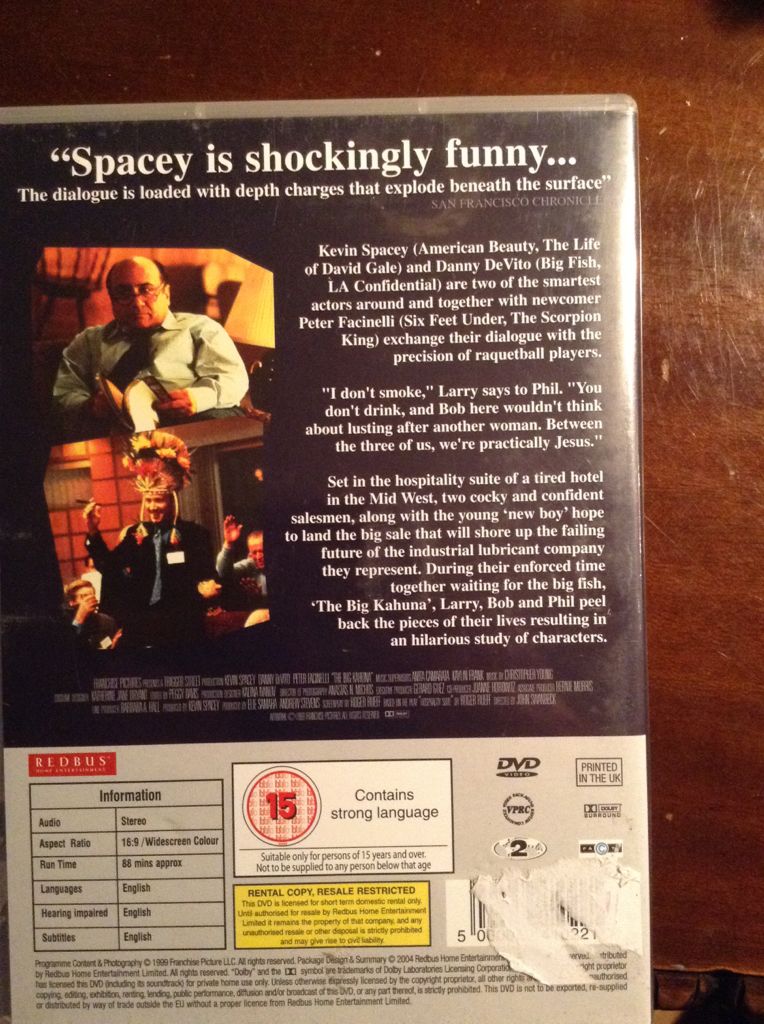 Big Kahuna, The DVD movie collectible [Barcode 5060052410221] - Main Image 2